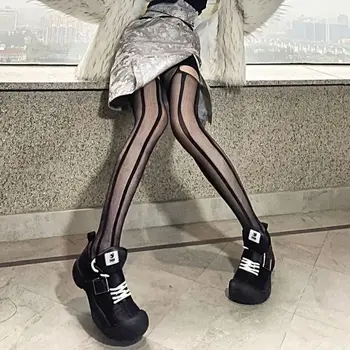 Дамско секси бельо Мрежести чорапогащи Колан колани Шарени високи еластични чорапи Черни мрежести чорапогащи до бедрата Прозрачни чорапогащи Дропшиппинг
