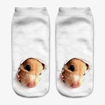 Мъжки чорапи с 3D принтом Памук Унисекс Сладък дамски чорапи с ниско деколте в глезена Няколко цвята Ежедневни Забавни Домашни любимци, Ежедневно Фитнес Хамстер Соккен