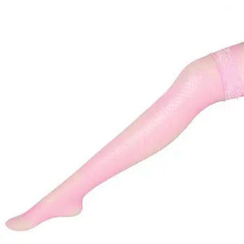 1 Чифт Жени Плътен цвят Секси мрежести дантелени чорапи до бедрото, 50-100 см Дамски чорапогащи Секси чорапи над коляното за момичета Женски