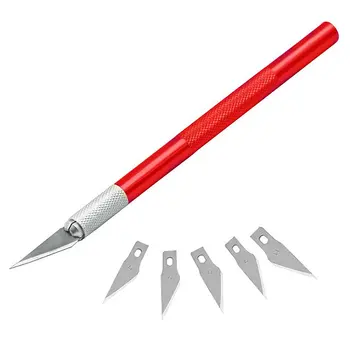 Нескользящий Метален Нож Скалпел Набор от Инструменти, режещи инструменти за Гравиране Занаятчийски ножчета + 5 бр. Ножове Мобилен телефон Печатна платка направи си САМ Ремонт на Ръчни Инструменти