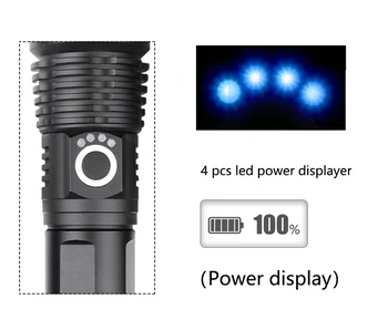 USB Акумулаторна батерия LED Фенерче Фенерчето Най-мощният XHP50 Водоустойчив 5 Режима на Мащабируеми Батерия 26650 18650 Къмпинг, Лов