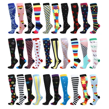 Компресия чорапи Мъжки и Женски Медицински Разширени вени Чорапогащи Чорапи за бременни Чорапи за хранене, Спорт на открито Велосипедни чорапи с щампи