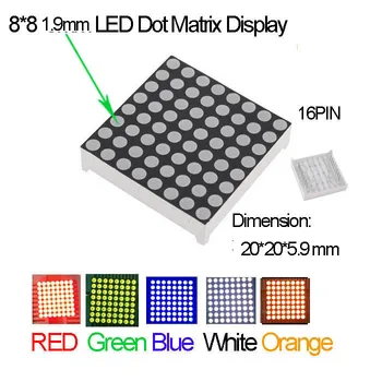 Безплатна Доставка 1,9 мм Дупчица LED Матрични Дисплей 16-пинов Общ Анод Бързо 2 бр./лот R,G,B,Оранжево Достъпен