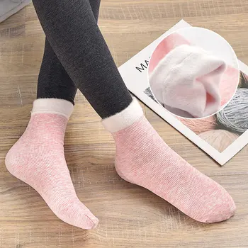 Чорапи, Топли Зимни Дамски Цветни памучни плюс кадифе Утолщающие Чорапи Дишащи И абсорбиращи потта Модни чорапи със Средна дължина