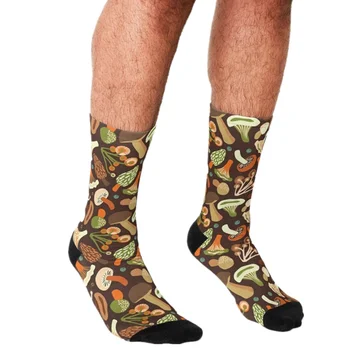 Чорапи мъжки harajuku листа, Гъби, Чорапи с принтом Щастлив хип-хоп Мъжки чорапи Новост Скейтборд Екипажа на Ежедневните Луди чорапи
