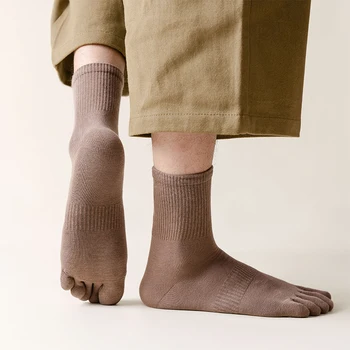 Нови обикновена чорапи с пет пръста на чорапи Памучни Harajuku Удобни Анти-есенни дишащи Модерен Бизнес и Ежедневни мъжки дълги чорапи