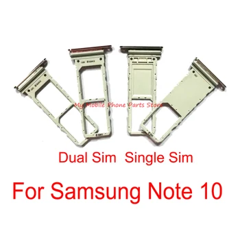 10 БР. Двойна / единична тава за Sim карта за Samsung Note 10 Притежателя на тавата за SIM-карти Слот за SD четец За Samsung Galaxy Note 10 N970F резервни Части