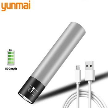 Нов дизайн USB Акумулаторна батерия LED Фенерче С T6 LED Вградена литиево-йонна 1200mAh батерия Водоустойчив къмпинг светлина Мащабируем Факел