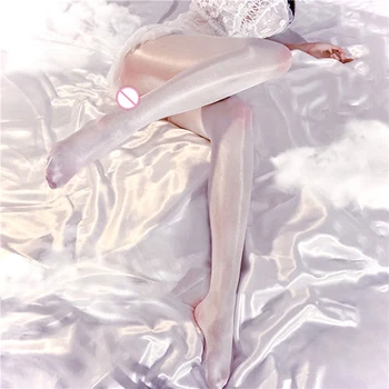 чорапогащи collant femme с отворена промежностью Гланц бял чорапогащник Модни женски красиви крака Блестящи Прозрачни Чорапи за тялото Лолита Еротика