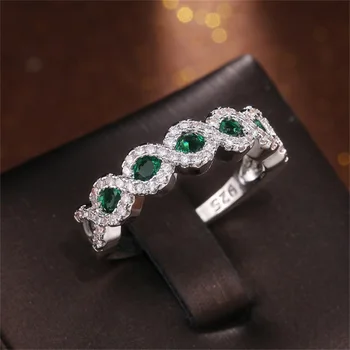 CAOSHI Благородни Женски пръстени Сребро с инкрустиран, Блестящо зелени/сини/бели овални Цирконием, Модни бижута, Подарък за рожден ден на майка/ съпруга