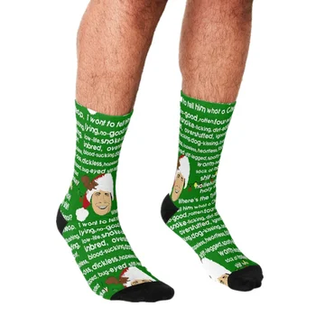 Мъжки чорапи Забавни Коледни чорапи с принтом сфинкса Мъжки чорапи harajuku Happy хип-хоп Новост сладки момчета от Екипажа на Ежедневните луди чорапи за мъже