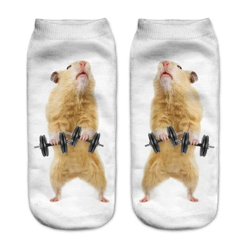 Модни чорапи за животните с 3D принтом Забавни чорапи kawaii За жени Сладък животни за фитнес Хамстер 3d Чорапи Много Стилове Годишният търговец на едро