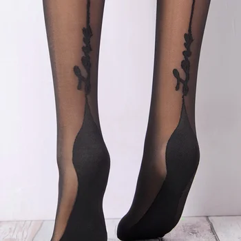 Секси дамски безшевни мрежести чорапогащи стегнати найлонови чорапи с принтом ажурная окото дамски трикотаж носочные изделия love обратно вертикални копринени чорапи PR09