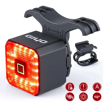 Умен Велосипеден Задна Светлина USB LED Задна Светлина Водоустойчив Фенер за Сигурност Автоматично включване/Изключване на Стоп-сигнала за Спиране Велосипедна Лампа Аксесоари за велосипеди