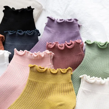 Чорапи с къдри сладки kawai сутулые обикновен в уличном стил meias дамски памучни чорапи harajuku дизайнерски скарпетки дамски кальцет