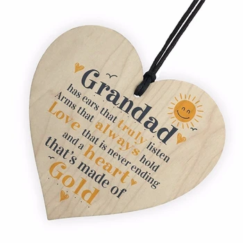Дървена Плоча От Сърце Дядо Дядо Коледа Подарък Знак От Внуците Си Подарък За Деня На Бащата