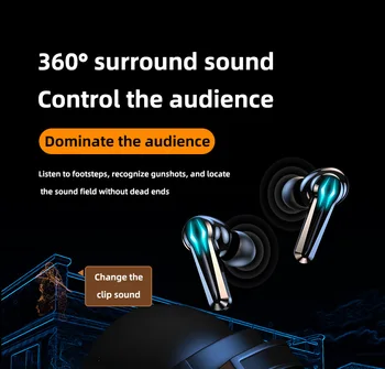V5.1 Геймър Bluetooth Слушалки Безжични Слушалки С Шумопотискане Дълбок Бас Стерео Интелигентни Сензорни Слушалки, Зарядно устройство 2000 mah