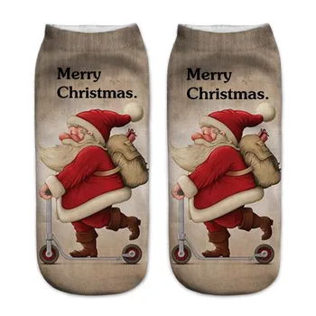 Коледен подарък За жени 3D принт Коледни чорапи с Нестандартен Дизайн Коледни чорапи Весел Дядо Коледа, Снежен човек с ниско деколте и Чорапи до глезените Calcetines