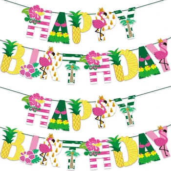 Хавайски Банер за партита Фламинго Прибори за партита Летни тропически украса за рожден ден Украса за партита в Хавай