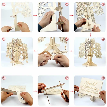 3D Сватбена Дърво на Желанията Уникални Сърцето книга за Гости 