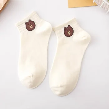 Нова мода Красиви дизайнерски дамски чорапи на щиколотках Забавни Аниме Спортни летни дамски къси чорапи Kawai Мечка Студентско бельо за момичета