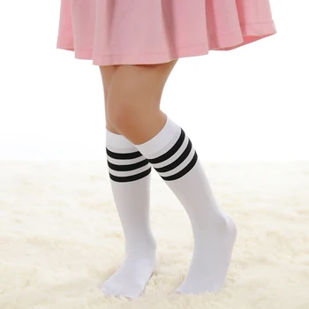 1 Чифт За малки момичета, Спортно облекло Дълги чорапи Детски Шарени Лоскутные Активен Футбол Бейзбол Над коляното Чорап Хокей на лед