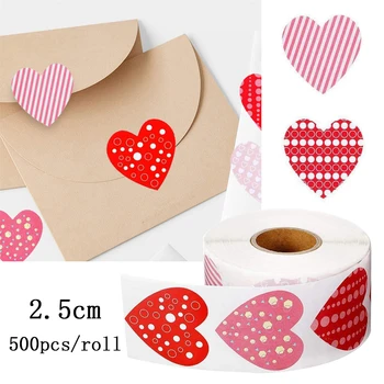 500 бр./ролка 2,5 см Любовта под формата на Сърце на Етикета Стикер Чанта Бонбони Плик Опаковъчна хартия за Печатане на Сватба Стикер на 