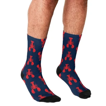 2021 Забавни мъжки чорапи Омари Червено модел с принтом хип - хоп Мъжки щастливи чорапи сладки момчета уличен стил Луди чорапи за мъже