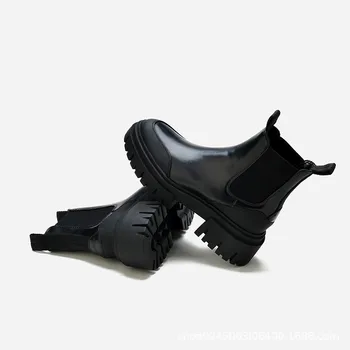 Дамски обувки ТРАФИКА на Za, черни обувки, ботильоны, женски ботильоны на платформата, модни ластични странични обувки на среден ток, дамски къси ботуши
