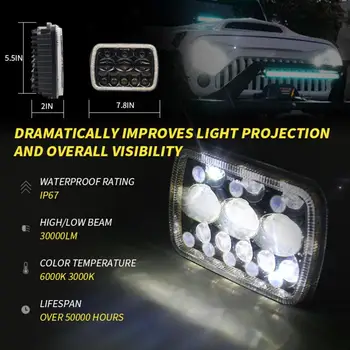 300 W 7x6 5x7 Инча LED Фарове за Мъгла С Високо Близкия Светлина За Jeep Wrangler YJ Cherokee XJ Автомобилни Аксесоари