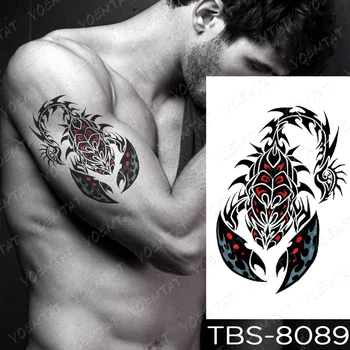 Водоустойчив Временна Татуировка Стикер Dragon Fire Флаш Татуировки Вълк Скорпион Боди-Арт Ръка Прехвърляне На Вода Фалшиви Татуировки Жените И Мъжете