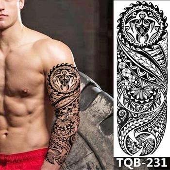 1 Лист Временна Татуировка на цялата ръка Водоустойчив Много Големи Тотемные Геометрични Татуировки Етикети за Мъже и жени (22,83
