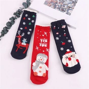 Нова дамски зимни топла мека червена скъпа топлинна Коледна елха Дядо Коледа Лосове Снежен човек Соккен За момичета Коледни подаръци чорапи Совалка