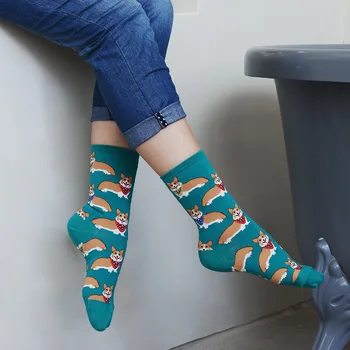 2021 Цветни дамски памучни чорапи за екипажа на Забавен Банан Котка с шарени животни Творчески дамски чорапи за подаръци