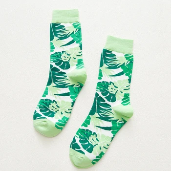 Нов Модерен стил Чорапи Листата са Зелени Монстеры Кратък модел Забавни памучни чорапи Дамски Зимни мъжки Унисекс Растителни къси Дамски чорапи
