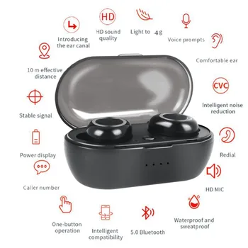 Гореща Разпродажба Y50 tws Bluetooth Слушалки Спортни слушалки Стерео Втулки Безжични Слушалки в ушите С Микрофон За Всички Слушалки на Смартфони